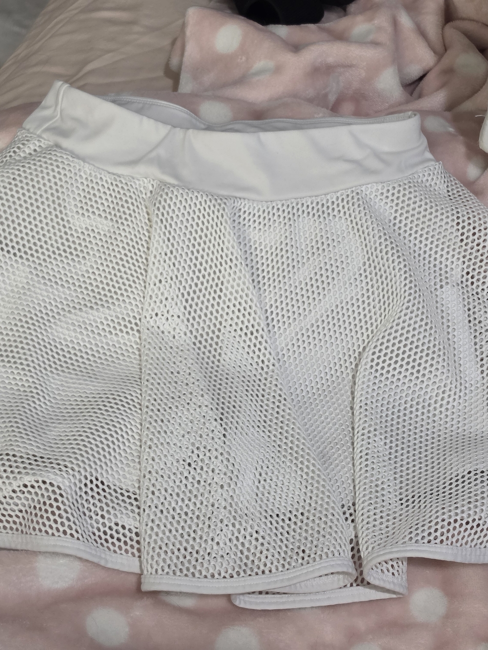 Non Cameltoe - White Mesh Tennis Skirt WITH POCKETS
